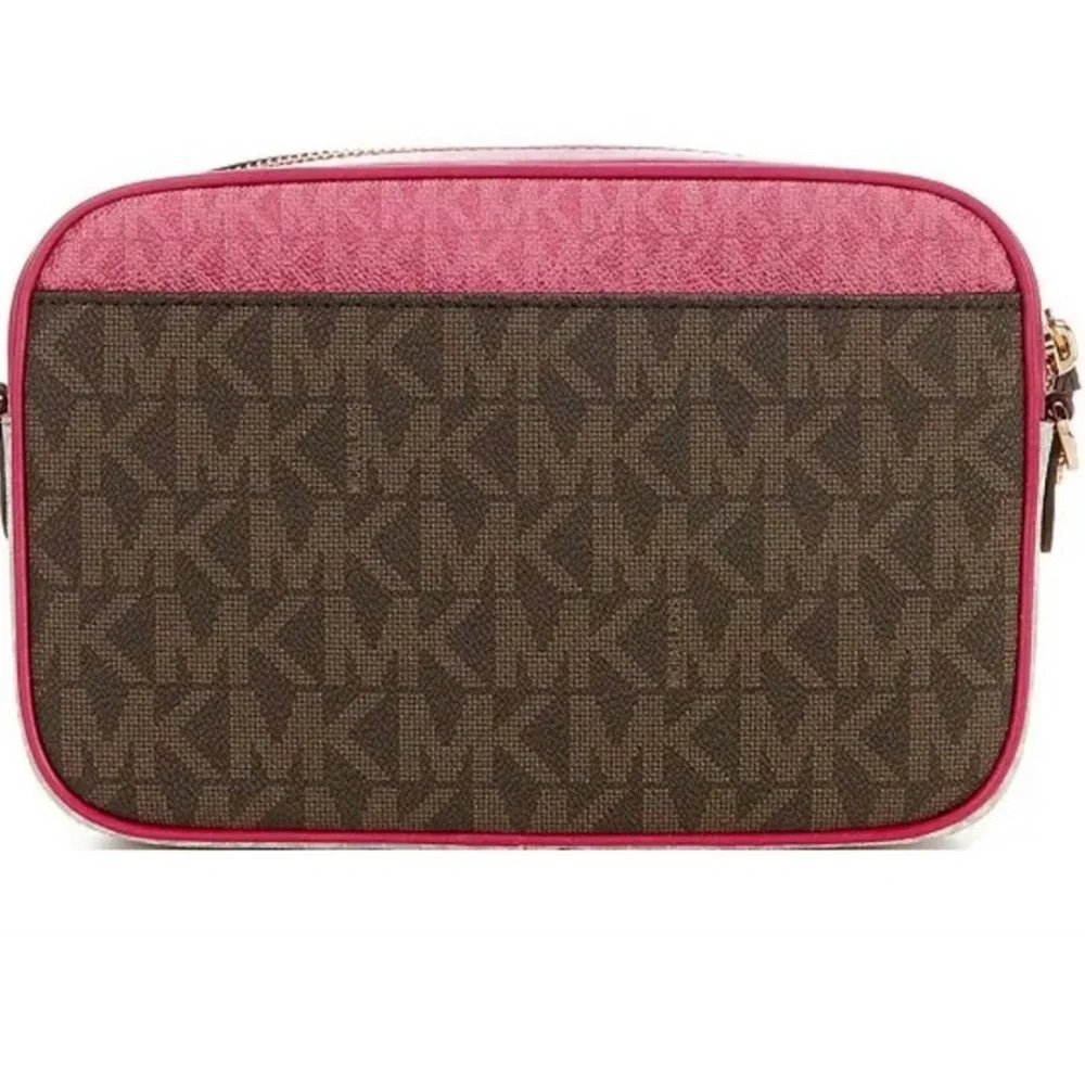 NWT Michael Kors Jet Set Large Metallic Signature Logo Crossbody Bag - Picture 3 of 9